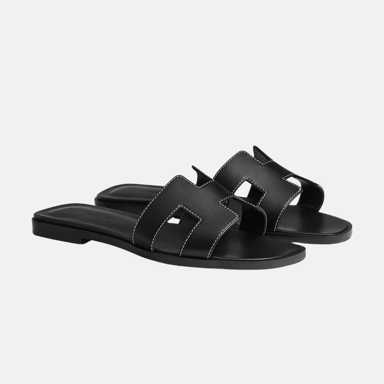 hermes-oran-sandal-box-calfskin-noir-front